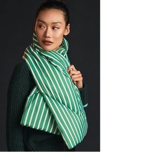 ANTHROPOLOGIE Striped Puffer Scarf new green color